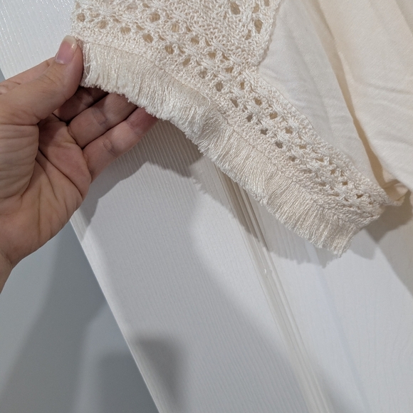 LOFT Plus Cream/Ivory Crochet Accent Short Sleeve Top in Size 20/22 - Picture 4 of 8